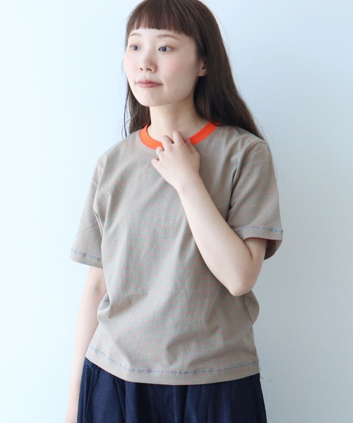tシャツ ミジンボーダー 半袖Tシャツ レディース bulle de savon tシャツ ミジンボーダー 半袖Tシャツ レディース