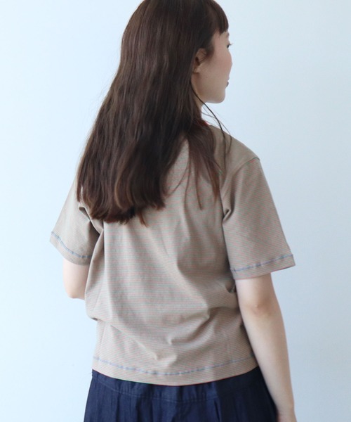 tシャツ ミジンボーダー 半袖Tシャツ レディース bulle de savon tシャツ ミジンボーダー 半袖Tシャツ レディース