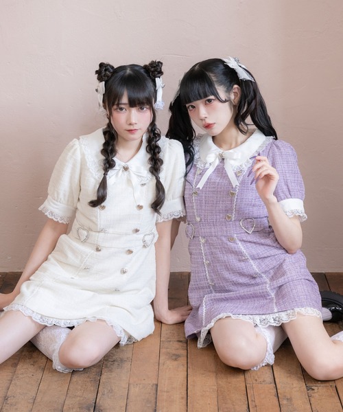 DearMyLove ワンピース 夏 半袖 キラキラハートキルティングサマー 