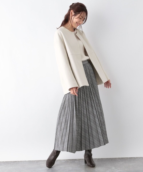 「GLOBAL WORK」 ノーカラーコート MEDIUM アイボリー レディース_画像3