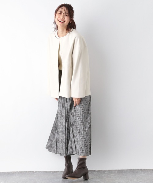 「GLOBAL WORK」 ノーカラーコート MEDIUM アイボリー レディース_画像5