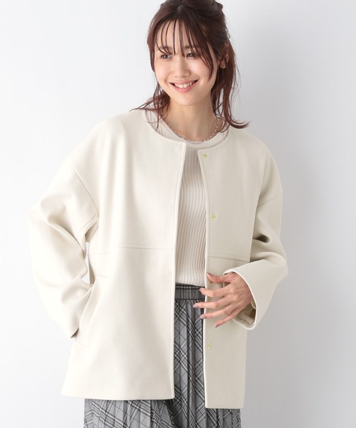 「GLOBAL WORK」 ノーカラーコート MEDIUM アイボリー レディース_画像6