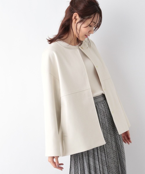 「GLOBAL WORK」 ノーカラーコート MEDIUM アイボリー レディース_画像8