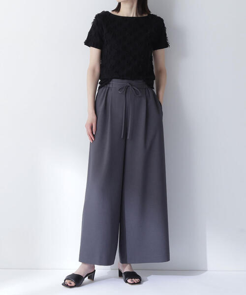 NATURAL BEAUTY BASIC パンツ リネンライクリボンイージーワイド