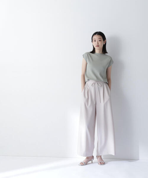 NATURAL BEAUTY BASIC パンツ リネンライクリボンイージーワイド