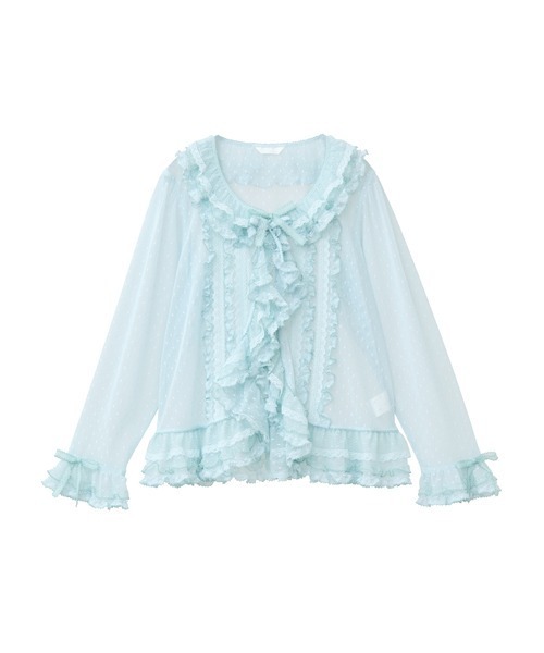 【超美品】生成 裾チュールフリル チュニック ブラウス【PINK HOUSE】 超美品】生成 裾チュールフリル チュニック ブラウス【PINK HOUSE】
