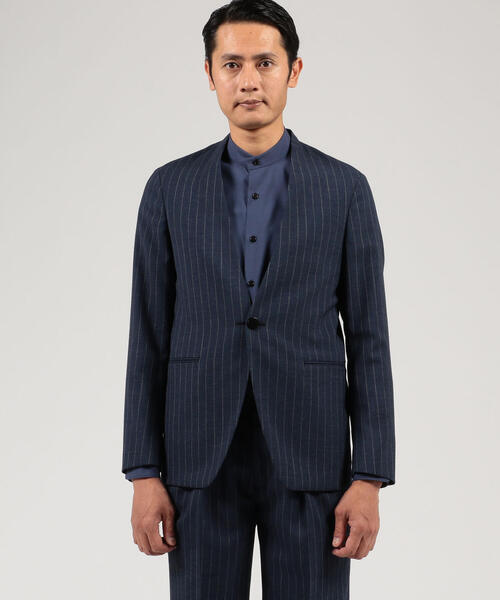 【美品】春夏物 トゥモローランド メンズ 綿+ストレッチ スーツ 48 L 紺 春夏物 トゥモローランド メンズ 綿+ストレッチ スーツ 48 L 紺