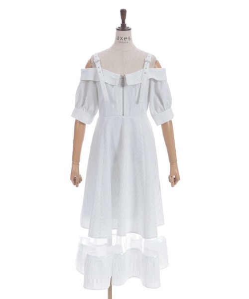 axes femme ワンピース オフショル風ストライプワンピース