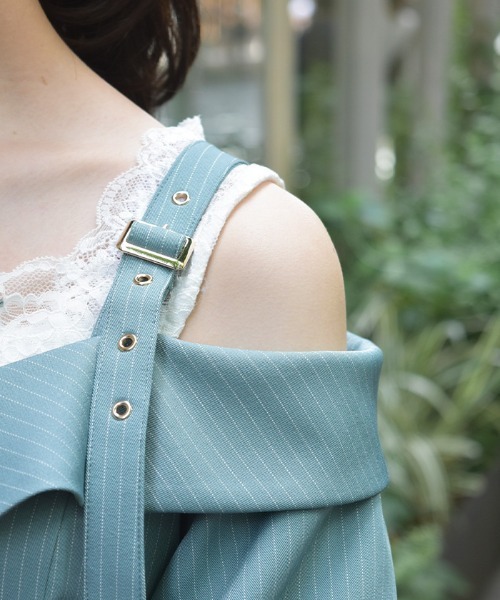 オフショル風ストライプワンピース【二次予約】 | axes femme