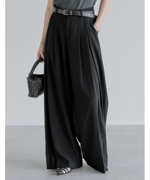 【美品】ANERI(アメリ)ブラックストライプデザイン ワイドパンツ Sサイズ 美品】ANERI(アメリ)ブラックストライプデザイン ワイドパンツ S