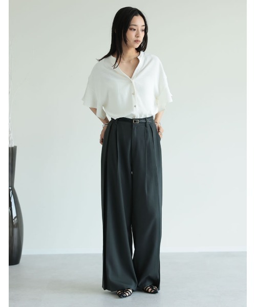 未使用 ロイスクレヨン ヘリンボーン タック プリーツ ワイド パンツ 新品 ヘリンボーン クロスタック ワイドパンツ chw24a042