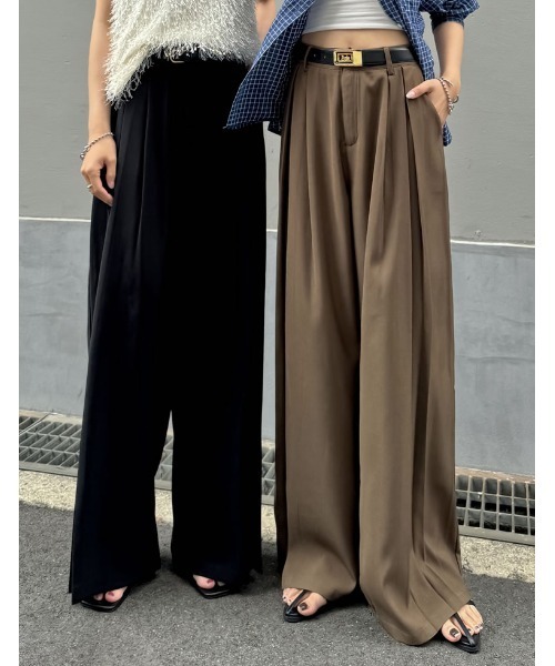 未使用 ロイスクレヨン ヘリンボーン タック プリーツ ワイド パンツ 新品 Re:EDIT パンツ 「2025 SUMMER COLLECTION」「低身長/高身長