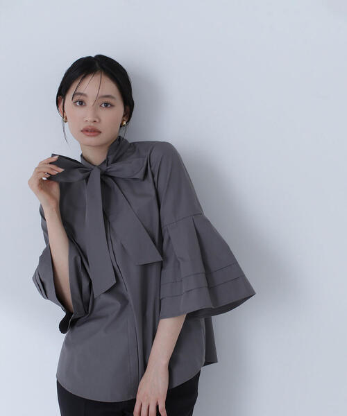 「NATURAL BEAUTY BASIC」 7分袖ブラウス SMALL グレー レディース