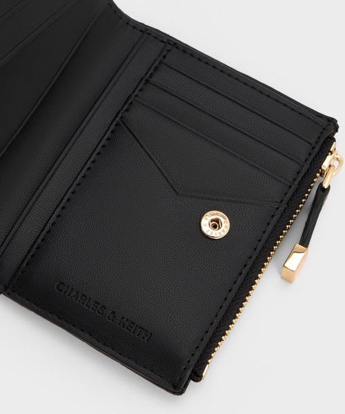 CHARLES & KEITH Duo キルト三つ折り財布 ブラック CHARLES ＆ KEITH（チャールズ&キース） 財布 Duo ドゥオ キルト