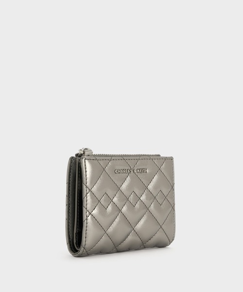 CHARLES & KEITH Duo キルト三つ折り財布 ブラック CHARLES ＆ KEITH（チャールズ&キース） 財布 Duo ドゥオ キルト