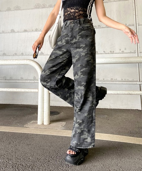 迷彩柄ワイドパンツ non-hedge パンツ 迷彩柄ワイドパンツ レディース : ZOZOTOWN