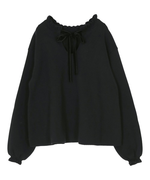 titivate（ティティベイト） ニット セーター 前後2wayベロアリボン