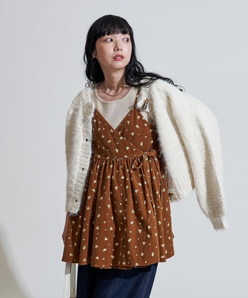 FREAK'S STORE キャミソール カントリーフラワー コーデュロイ