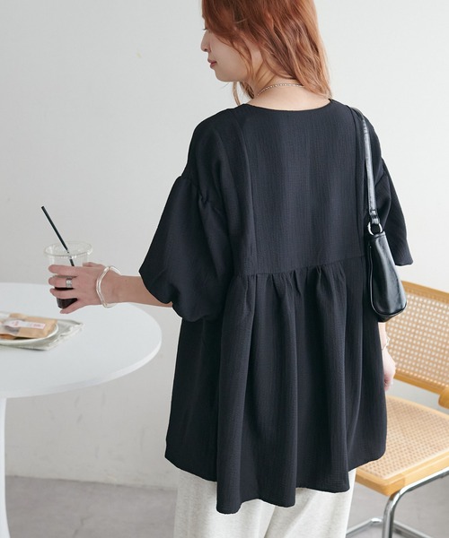 「DISCOAT」 7分袖チュニック MEDIUM ホワイト レディース
