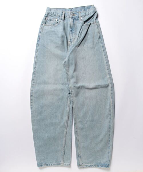 「DouDou」 加工デニムパンツ 38 サックスブルー レディース_画像2