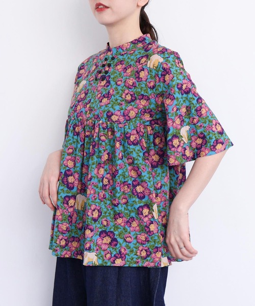 ブラウス シャツ Arctic Flower スタンドカラーブラウス レディース I am in fact ブラウス シャツ Arctic Flower スタンドカラー