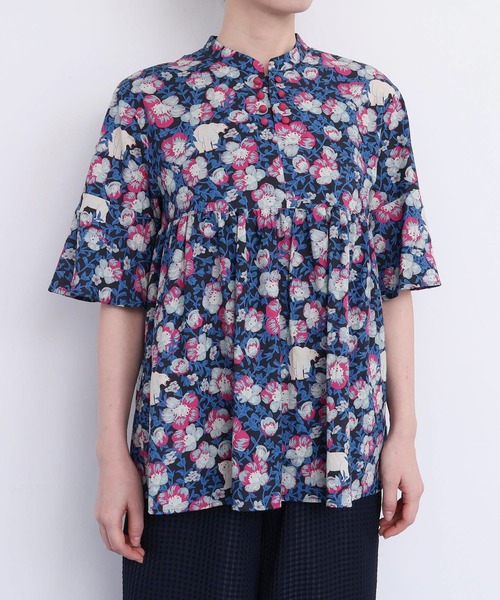 ブラウス シャツ Arctic Flower スタンドカラーブラウス レディース I am in fact ブラウス シャツ Arctic Flower スタンドカラー