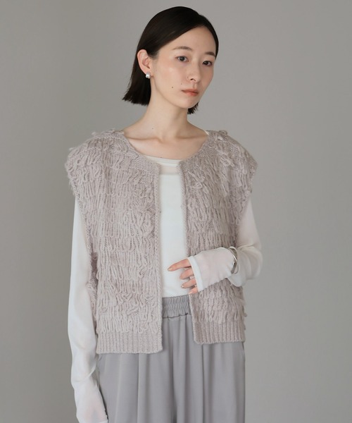 【美品】高級 イタリア製 ロベルトコリーナ フリンジ ニット ベスト ジレ 亜麻 美品】高級 イタリア製 ロベルトコリーナ フリンジ ニット