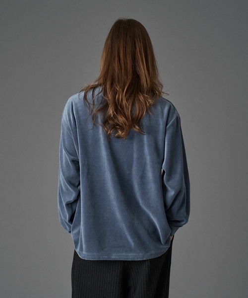 ONCILY（オンシェリー） tシャツ VELOUR HENRY NECK T-SHIRT / ベロア