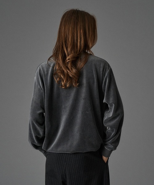ONCILY（オンシェリー） tシャツ VELOUR HENRY NECK T-SHIRT / ベロア