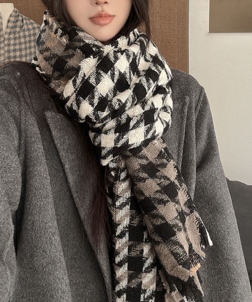 2ly2 マフラー ストール 大判千鳥格子ストール レディース : ZOZOTOWN