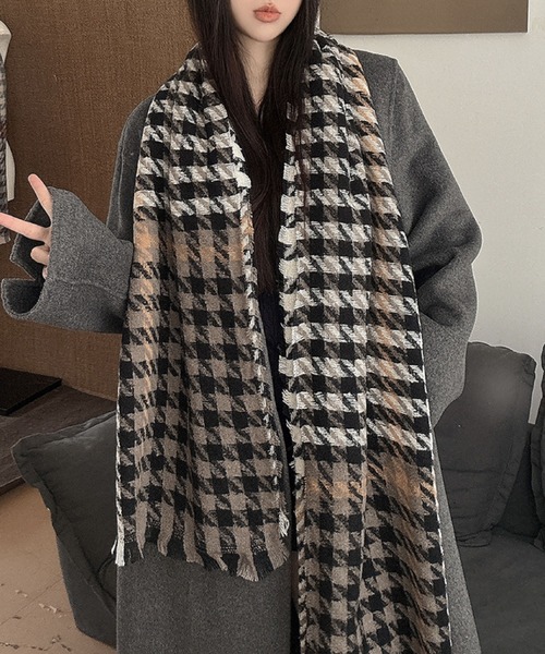 2ly2 マフラー ストール 大判千鳥格子ストール レディース : ZOZOTOWN