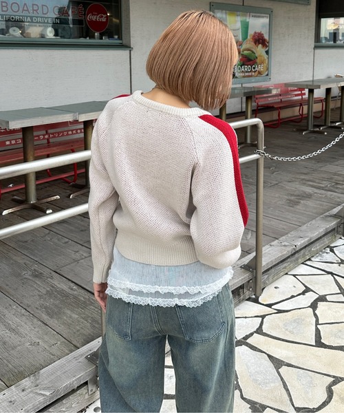 「sedacle girl」 長袖ニット SMALL ネイビー レディース_画像2