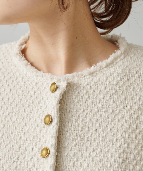 「PUAL CE CIN」 ノーカラージャケット FREE アイボリー レディース_画像5