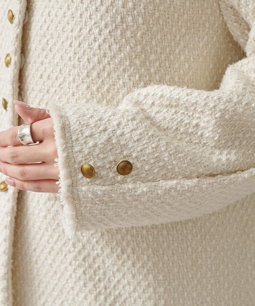 「PUAL CE CIN」 ノーカラージャケット FREE アイボリー レディース_画像7