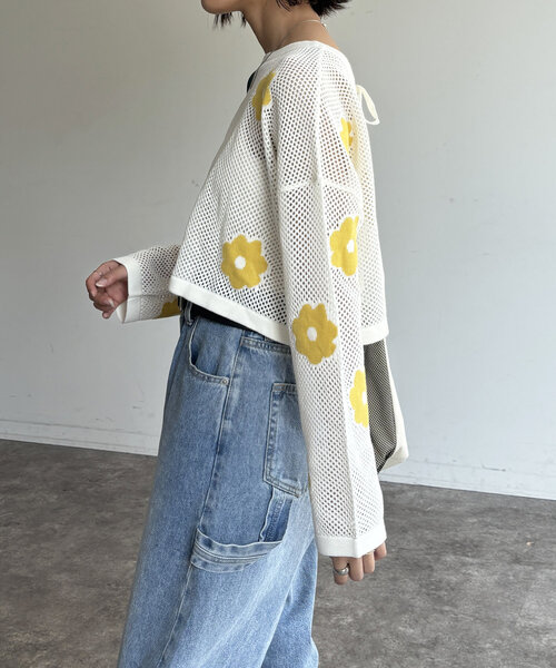 「CPCM」 ニットカーディガン FREE ネイビー レディース_画像4