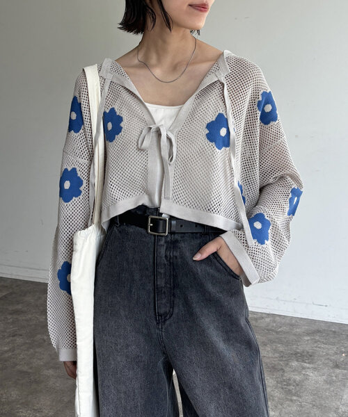 「CPCM」 ニットカーディガン FREE ネイビー レディース_画像8