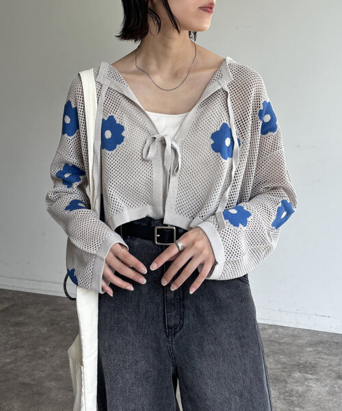 「CPCM」 ニットカーディガン FREE ネイビー レディース_画像9