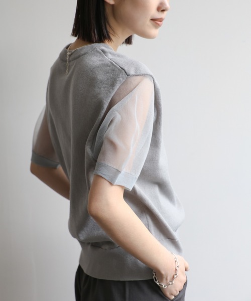 「select MOCA Et」 半袖ニット FREE グレー レディース_画像4