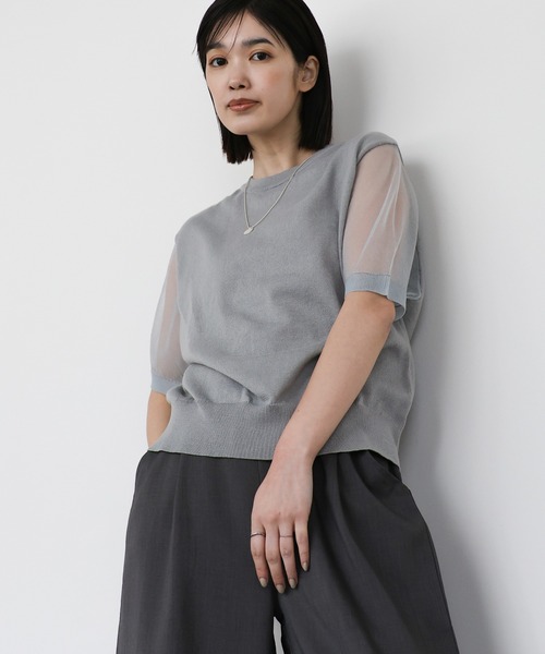 「select MOCA Et」 半袖ニット FREE グレー レディース_画像9