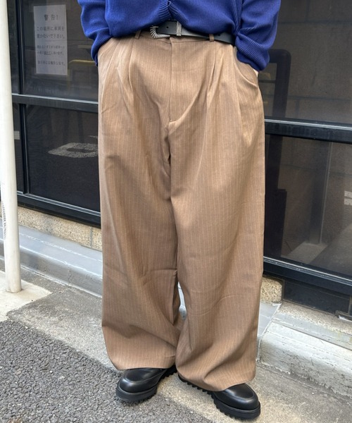 B.R.U スラックス ピンストライプ柄ワイドスラックス メンズ