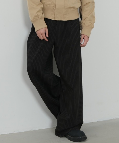 B.R.U スラックス ピンストライプ柄ワイドスラックス メンズ