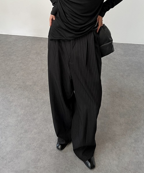 B.R.U スラックス ピンストライプ柄ワイドスラックス メンズ