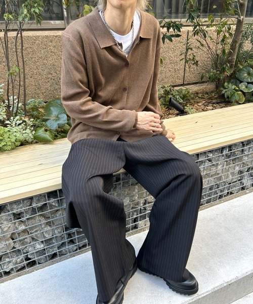 B.R.U スラックス ピンストライプ柄ワイドスラックス メンズ