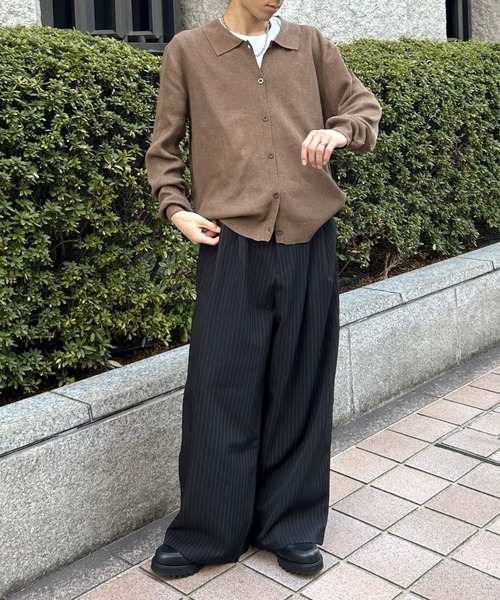 B.R.U スラックス ピンストライプ柄ワイドスラックス メンズ