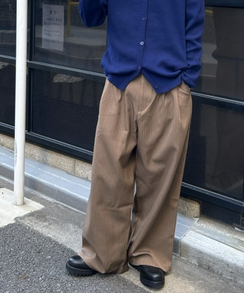 y*o様 60s TALON ブラウン ピンストライプ スラックス ワイド ヴィ B.R.U ワイドパンツ スラックス ピンストライプ柄ワイドスラックス