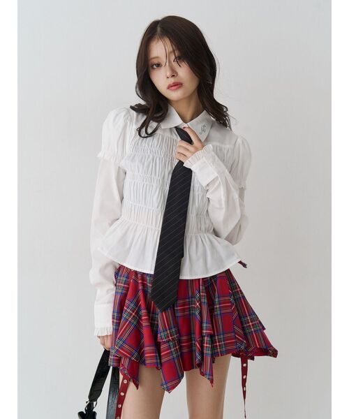 jouetie（ジュエティ） スカート アシメヘムベルテッドミニスカート 赤