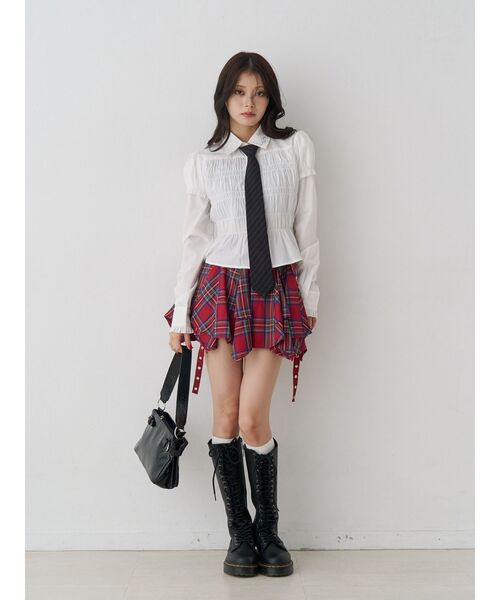 jouetie（ジュエティ） スカート アシメヘムベルテッドミニスカート 赤