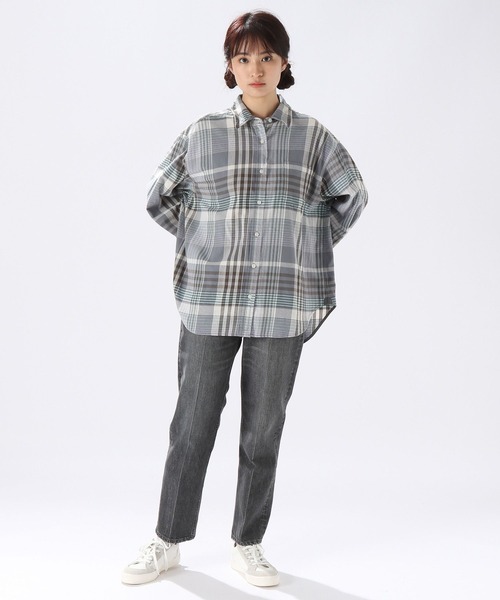 f*o様 ニコアンドnikoand…ブルーチェックシャツbe with M mi