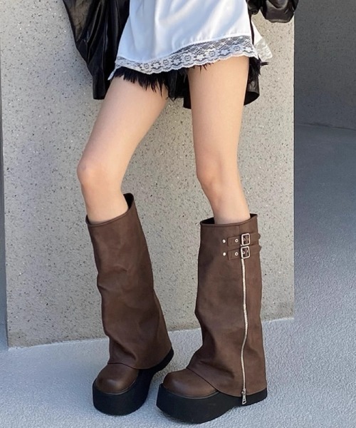 「yuue' ( wear )」 ロングブーツ 23.5cm ブラック レディース_画像5