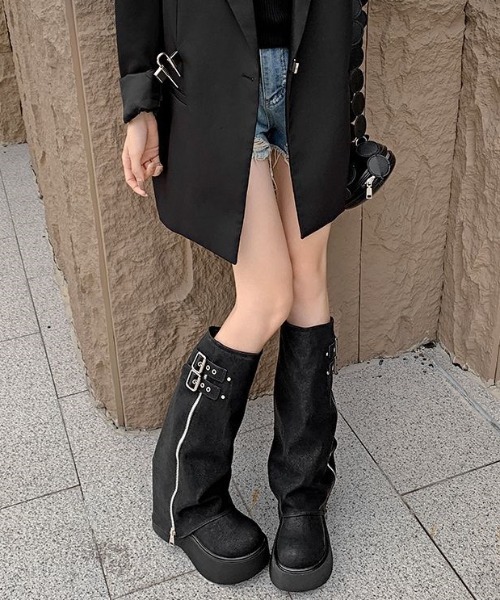 「yuue' ( wear )」 ロングブーツ 23.5cm ブラック レディース_画像9